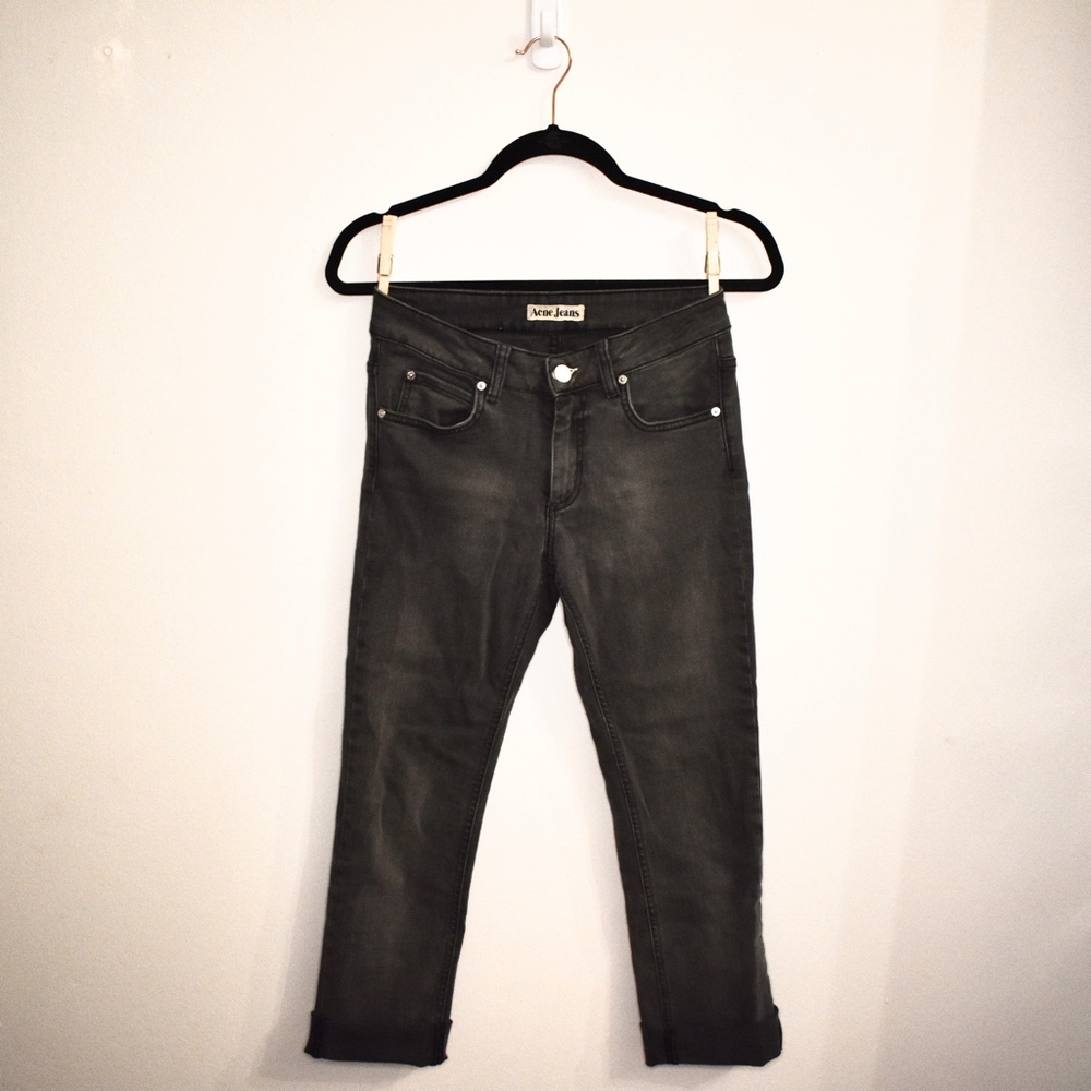 Grey Acne Cropped Jeans